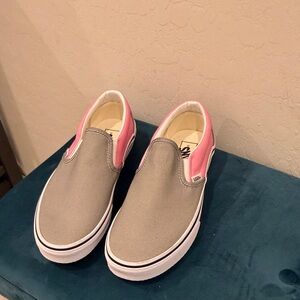 Vans Pink and Gray Slip-On Shoes